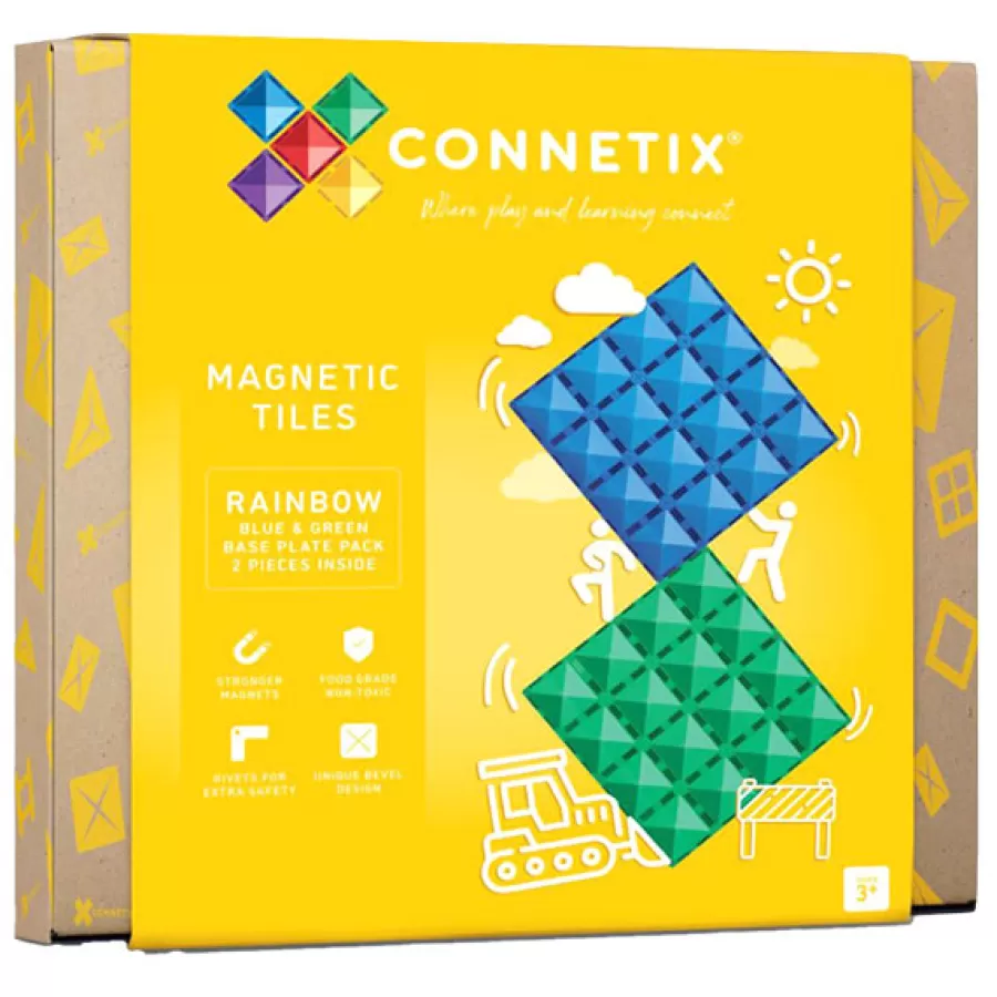 Shop 2 Piece Base Plate Blue & Green Pack Magneetblokken Constructie Speelgoed