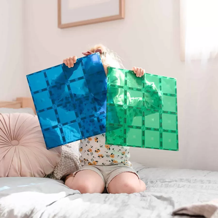 Shop 2 Piece Base Plate Blue & Green Pack Magneetblokken Constructie Speelgoed