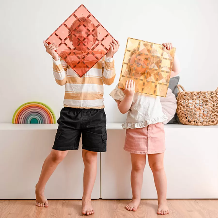 Sale 2 Piece Base Plate Lemon & Peach Pack Magneetblokken Constructie Speelgoed