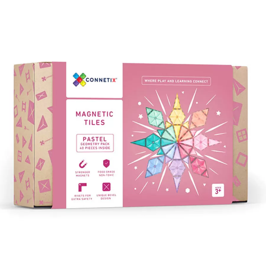 Shop 40 Piece Pastel Geometry Pack Magneetblokken Constructie Speelgoed