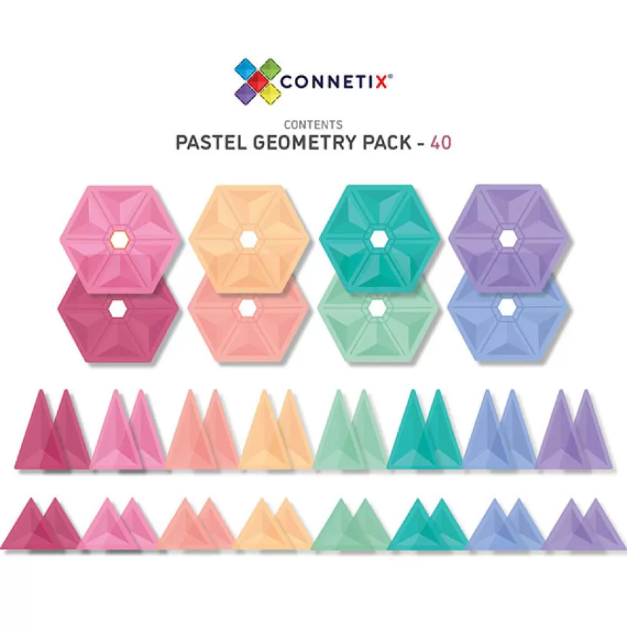 Shop 40 Piece Pastel Geometry Pack Magneetblokken Constructie Speelgoed