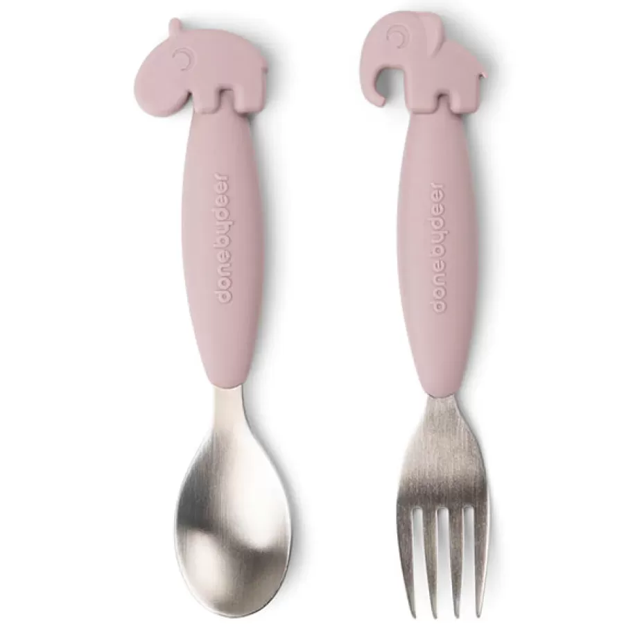 Outlet Easy Grip Lepel En Vork Deer Friends Powder Kinderbestek