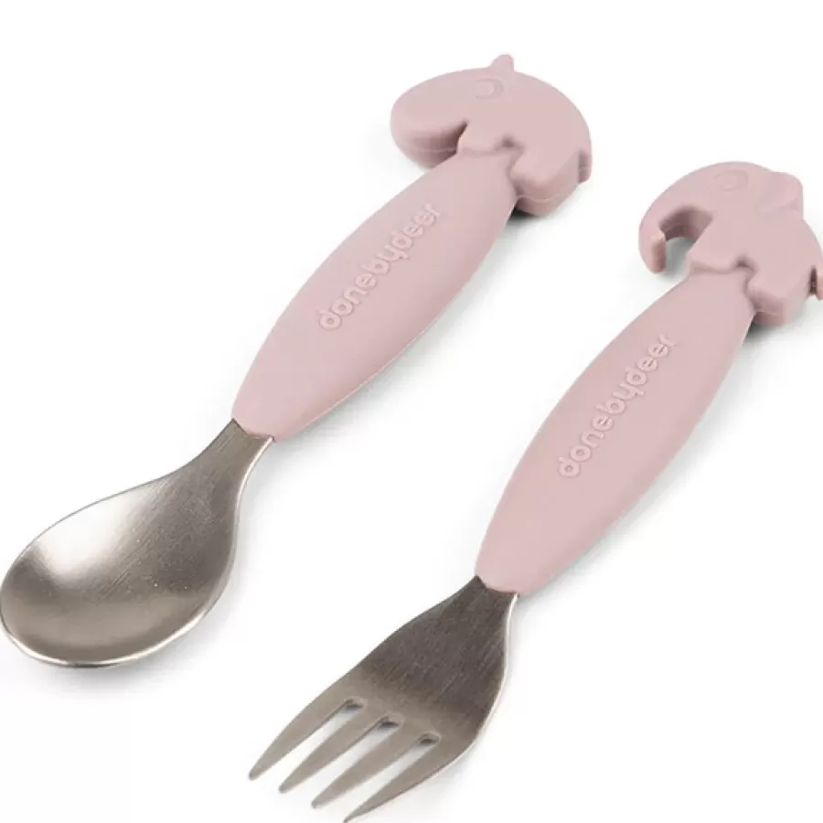 Outlet Easy Grip Lepel En Vork Deer Friends Powder Kinderbestek