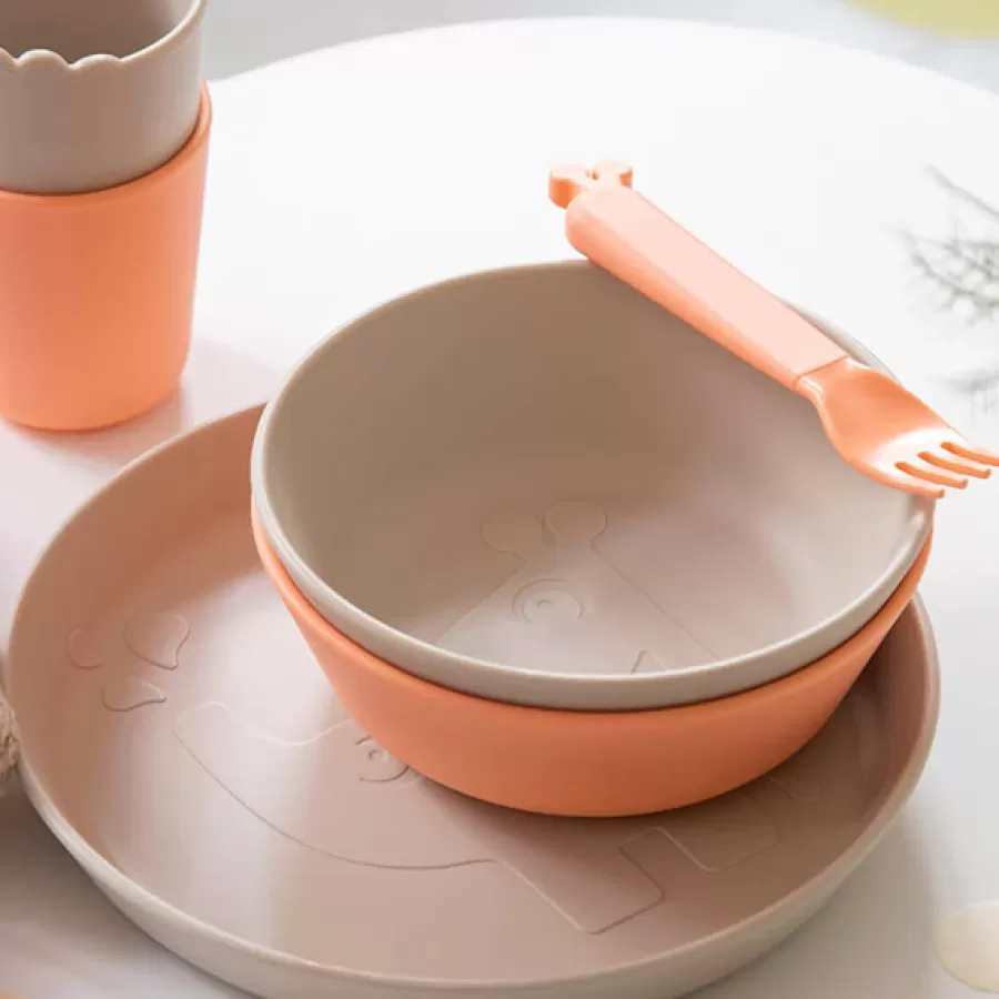 Fashion Kiddish Vorken Set - Raffi Sand/Coral Kinderbestek