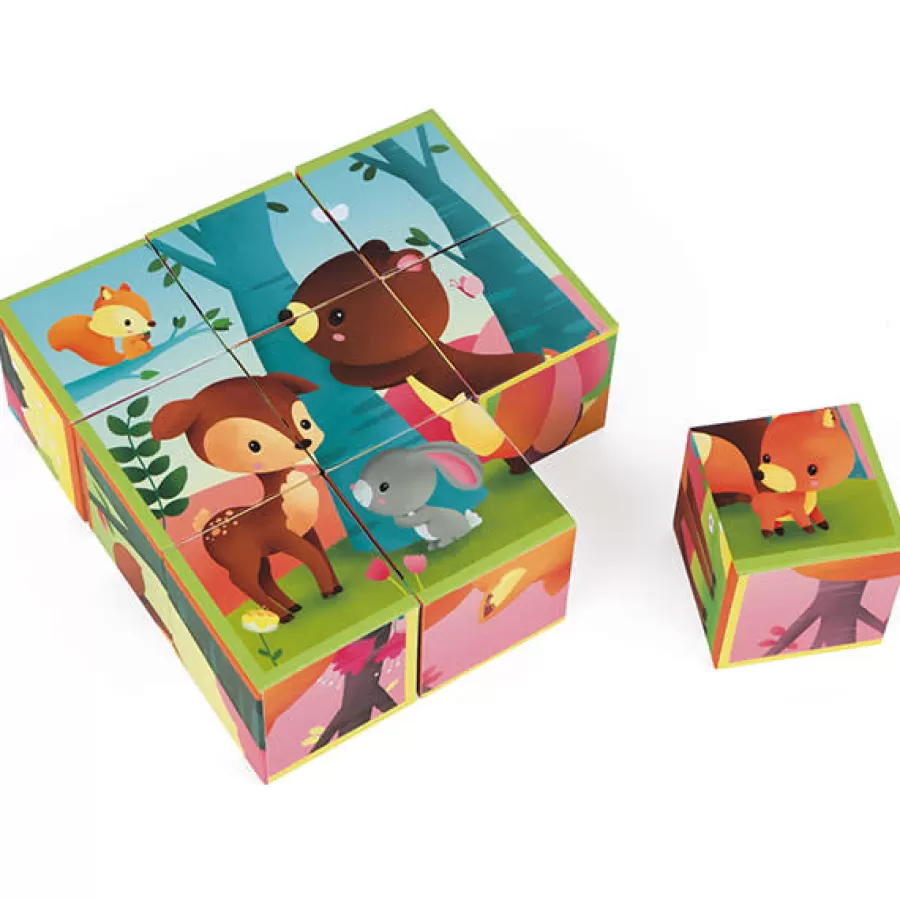 Flash Sale Janod - Blokpuzzel - Kubkid - 9 Blokken - Bosdieren +2 Jr Legpuzzels