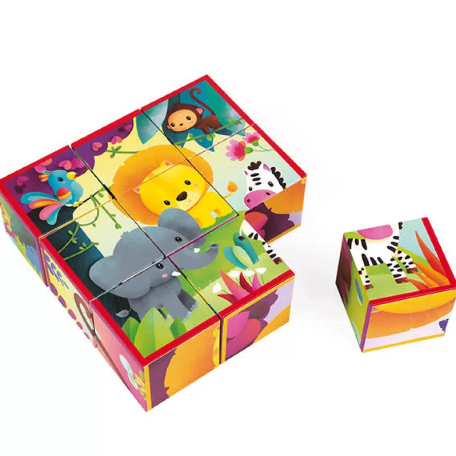 Shop Janod - Blokpuzzel - Kubkid - 9 Blokken - Jungle Dieren +2 Jr Legpuzzels