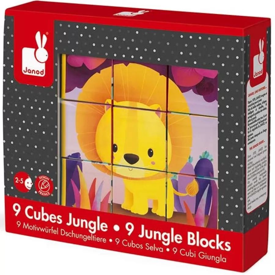 Shop Janod - Blokpuzzel - Kubkid - 9 Blokken - Jungle Dieren +2 Jr Legpuzzels