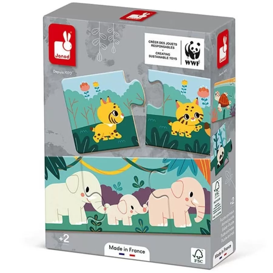 Discount Janod Puzzel Dieren 10X 3 Stukjes Wwf® Legpuzzels