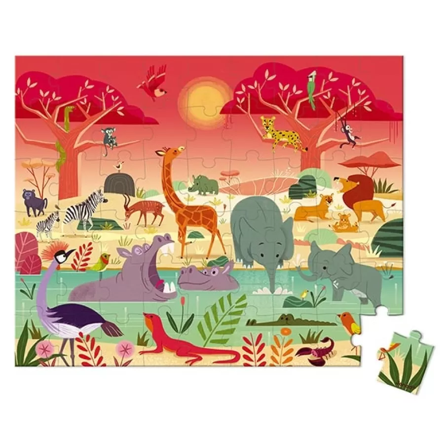 Clearance Janod Puzzel Dierenreservaat 54St +5Jr Legpuzzels