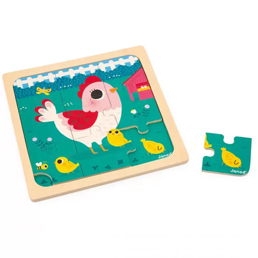 Outlet Janod Puzzel Kip Henriette 9 Stukjes Legpuzzels