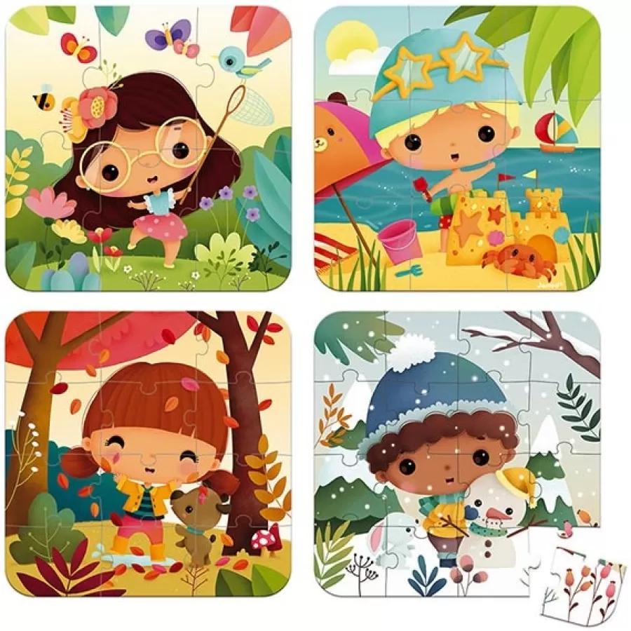 Online Janod Puzzels De 4 Seizoenen 6, 9, 12 En 16St +3Jr Legpuzzels