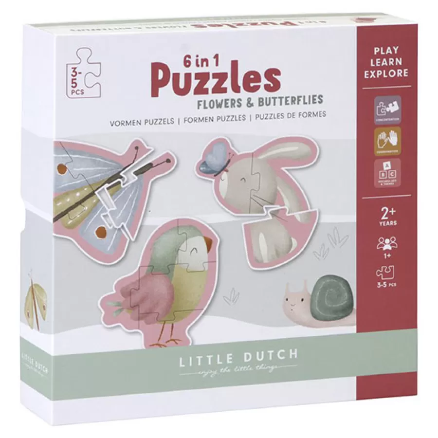 Cheap 6 In 1 Vormen Puzzels Flowers & Butterflies Legpuzzels