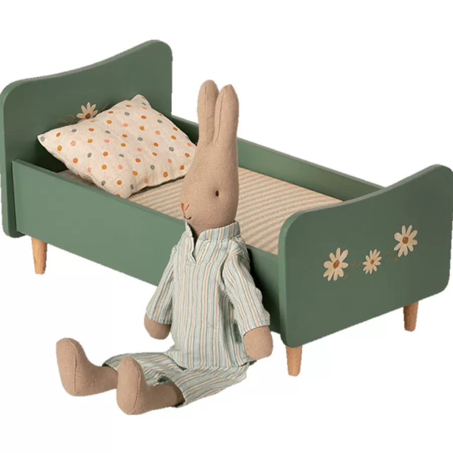 Flash Sale Houten Bed Mini - Mint Blue 26Cm Poppenhuis Meubeltjes