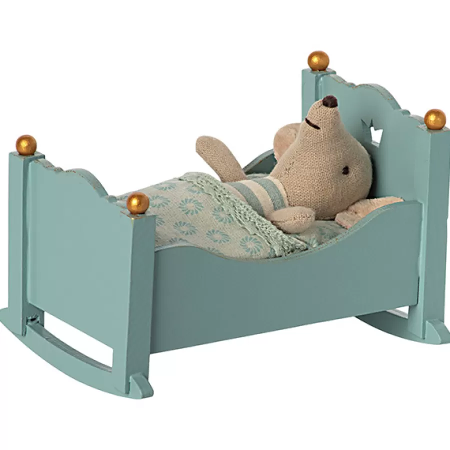 Cheap Houten Wieg Baby Mouse Blue Poppenhuis Meubeltjes