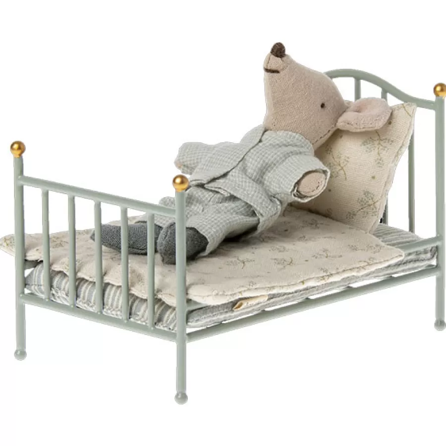 Outlet Metalen Vintage Poppenbed Mouse Mint Poppenhuis Meubeltjes