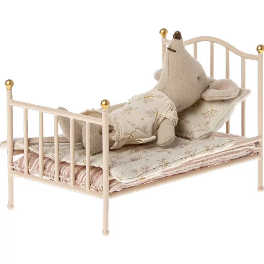 Fashion Metalen Vintage Poppenbed Mouse Rose Poppenhuis Meubeltjes