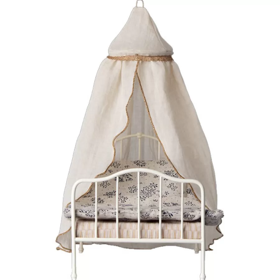 Store Poppenhuis Miniature Bedhemel Cream Poppenhuis Meubeltjes