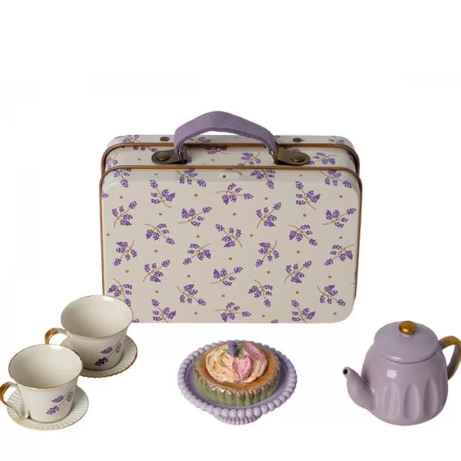 Best Theeset In Koffertje Purple Madelaine Poppen Accessoires