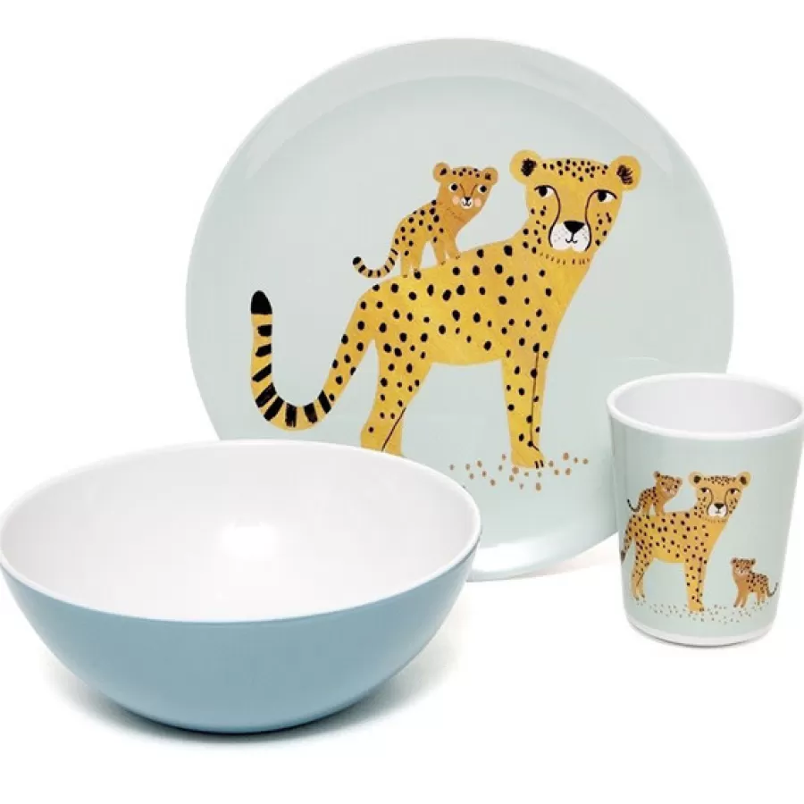 Best - Melamine Kom - Luipaard - Aqua Mint Kinderbordjes En Kommetjes