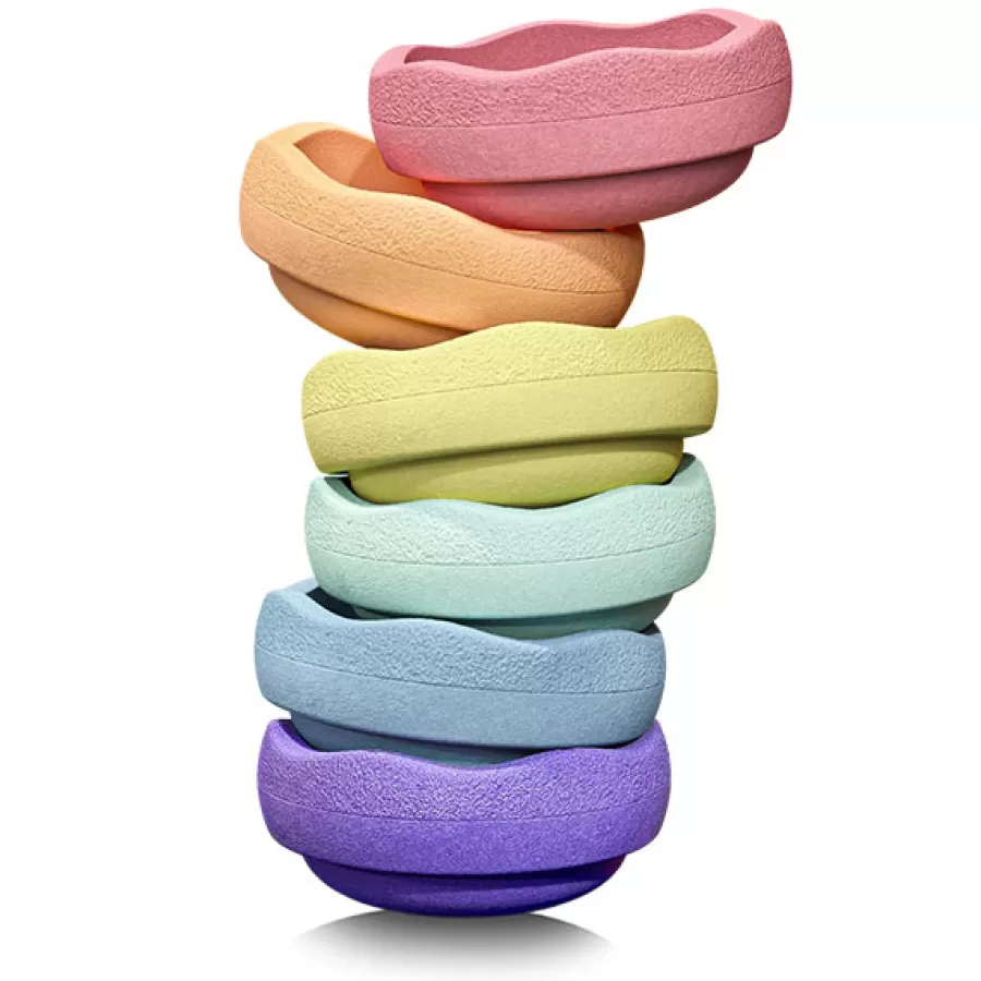 Outlet Pastel Rainbow Stapelstenen 6 Stuks Stapeltoren En Blokken