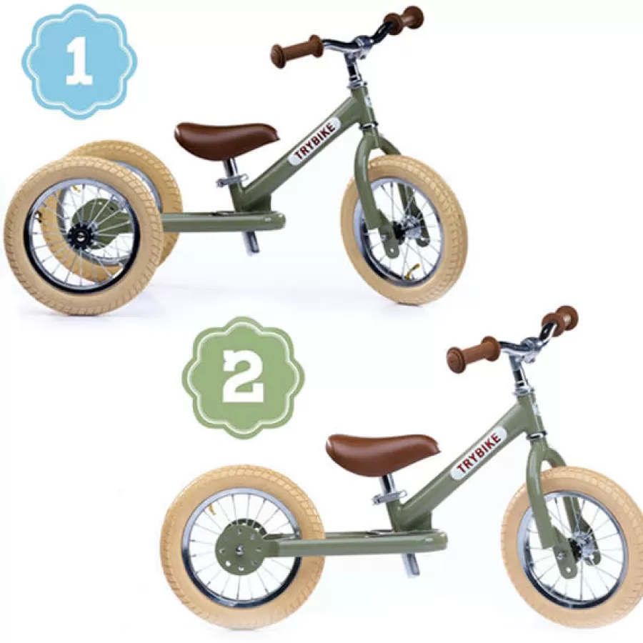 Online Trybike Steel 2-In-1 Loopfiets Vintage Groen Loopfietsen
